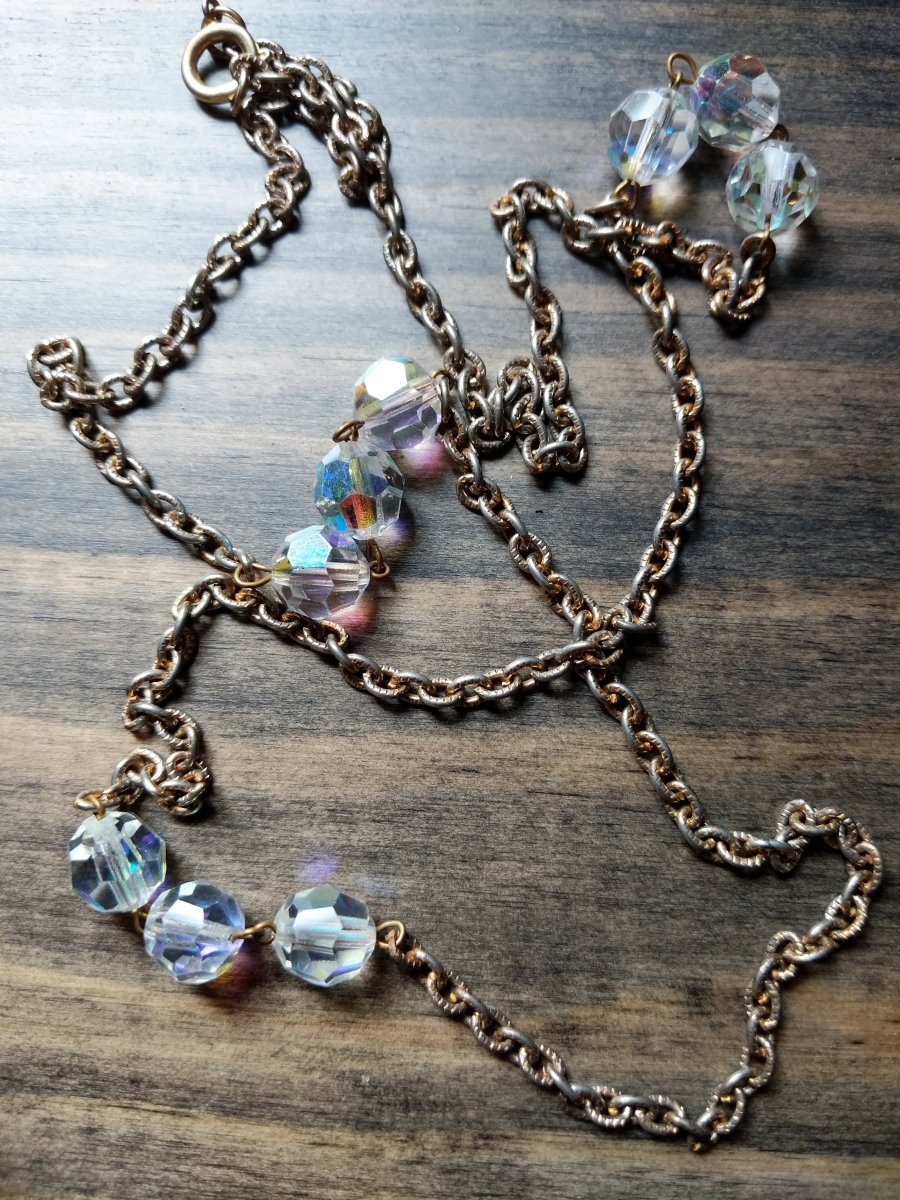 Vintage Necklace Aura Borealis Beads - Dirty30 Vintage