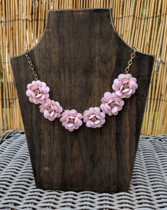 Vintage Necklace Pink Flower Choker - Dirty30 Vintage