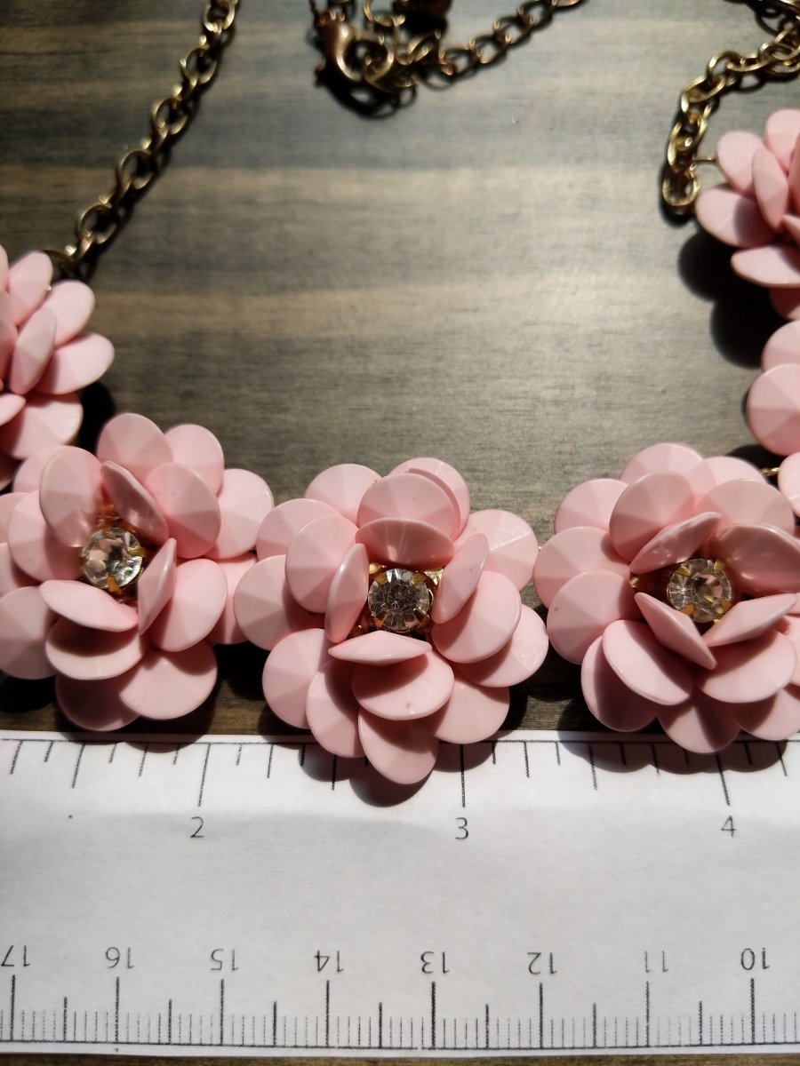 Vintage Necklace Pink Flower Choker - Dirty30 Vintage