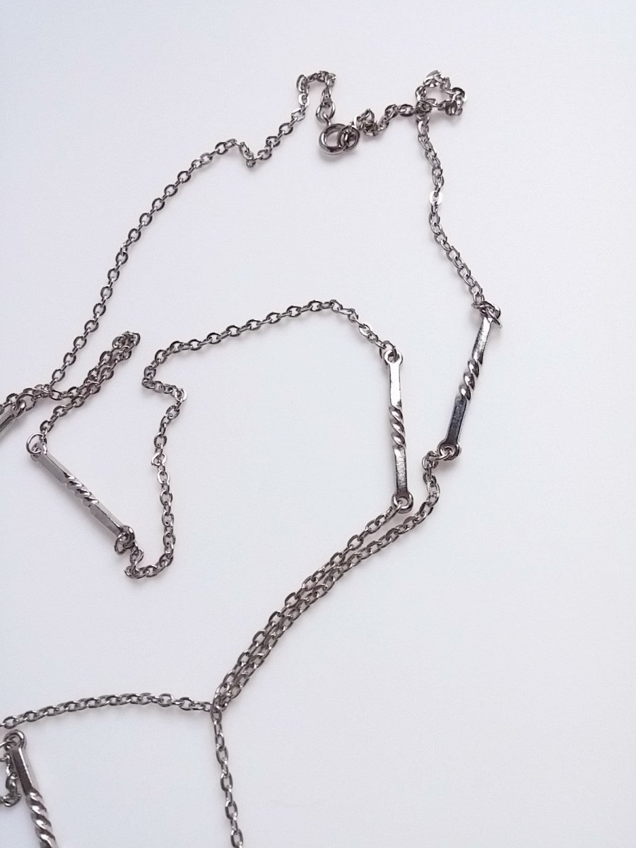 Vintage Silver Tone 36" Necklace Twisted Stationed Links - Dirty30 Vintage